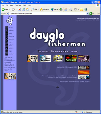 Dayglo Fishermen Homepage, March 2001 - September 2003