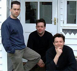 Peter Fothergill, Sean Wills and Richard Burton at the main entrance to the Cozmic Studios facility